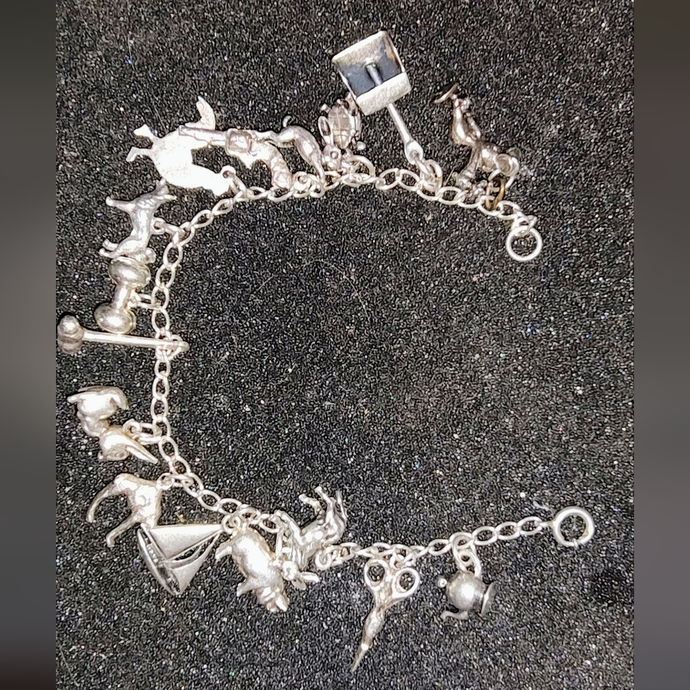 CHARM BRACELET .925 STERLING SILVER VINTAGE